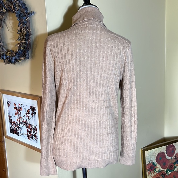 TALBOTS Size Large Cableknit Textured Turtleneck Pullover Cottonblend $89 NEW - Picture 6 of 13